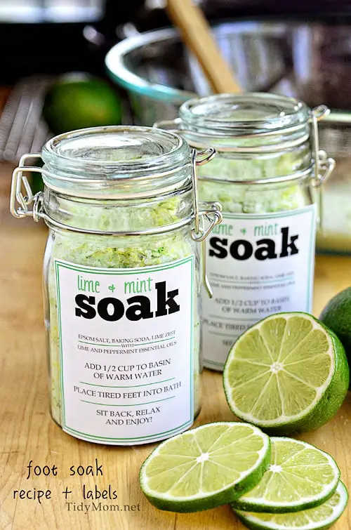 20+ Handmade Gifts Under $5 - Last Minute Gift Ideas, Homemade Lime and Mint Soak & Printable