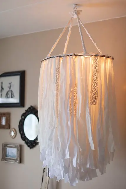Romantic Bedroom Decor Ideas, Romantic DIY Cloth Chandelier