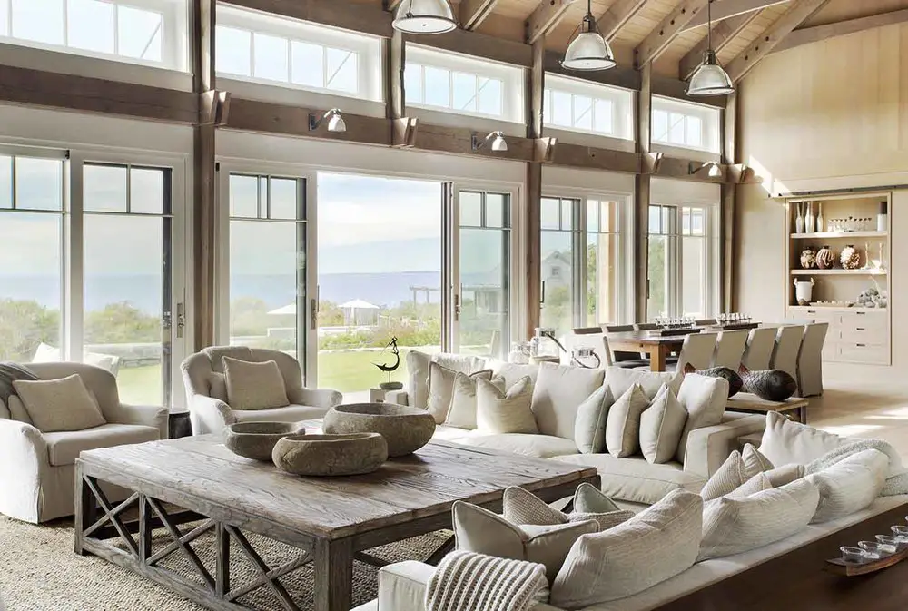Living Room with View, Beach Barn House in Massachusetts