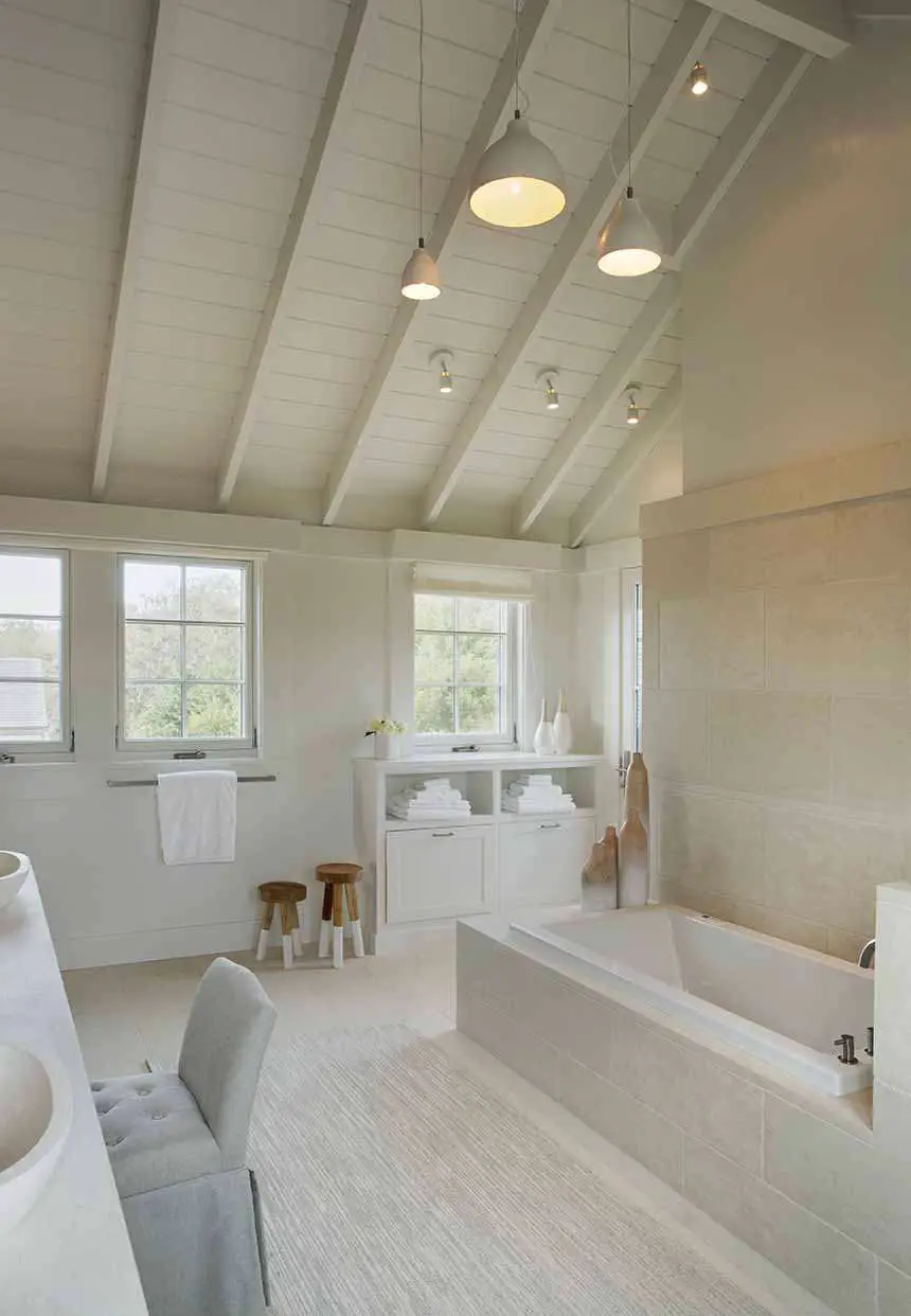 White Bathroom, Beach Barn House in Massachusetts