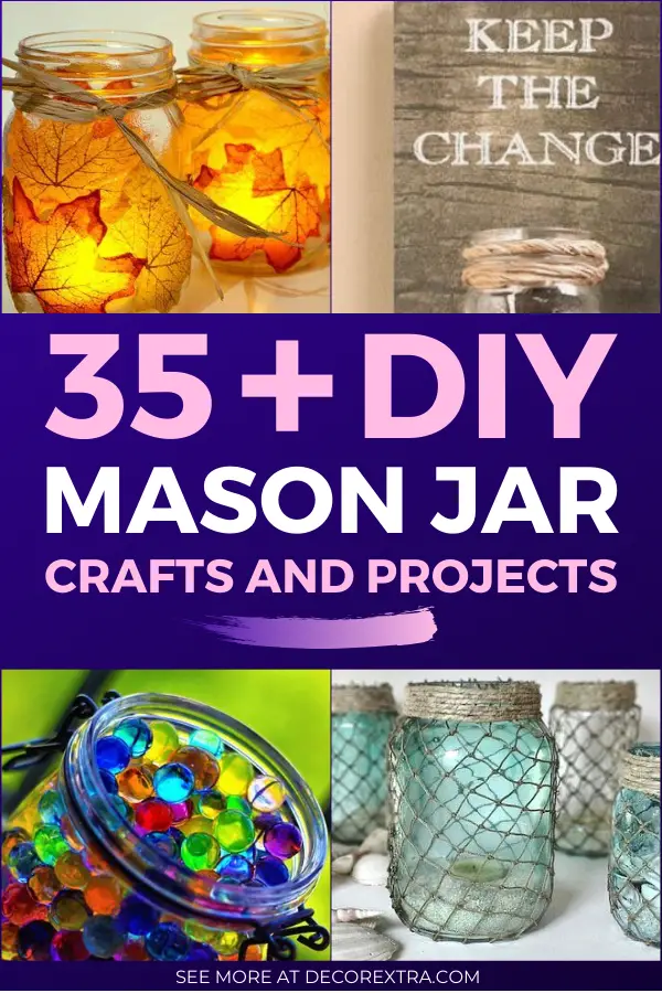 Mason Jar Crafts. There are lots of different ways to repurpose and craft with mason jars for both useful and decorating purposes. Find amazing DIY mason jar ideas. #diy #crafts #masonjars #masonjarcrafts